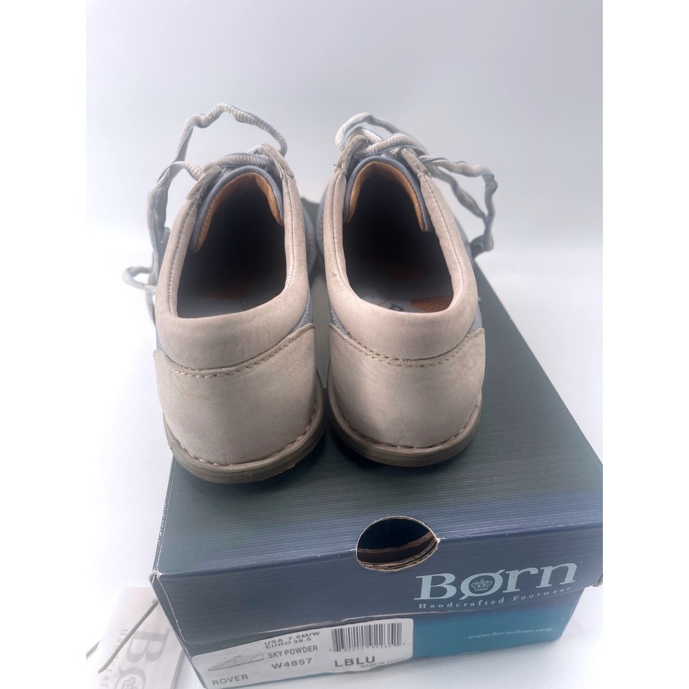 Born Rover Sky Powder Blue Tan Leather Lace Up Sneakers W4857 Womens 7.5 M NEW - Picture 10 of 10